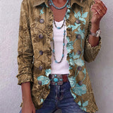 Lily - bohemian gradient retro floral ruffle jacket — view 1