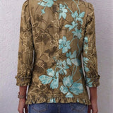 Lily - bohemian gradient retro floral ruffle jacket — view 2