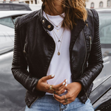 Lily - vegan leather jacket with a timeless structure and zip — view 2