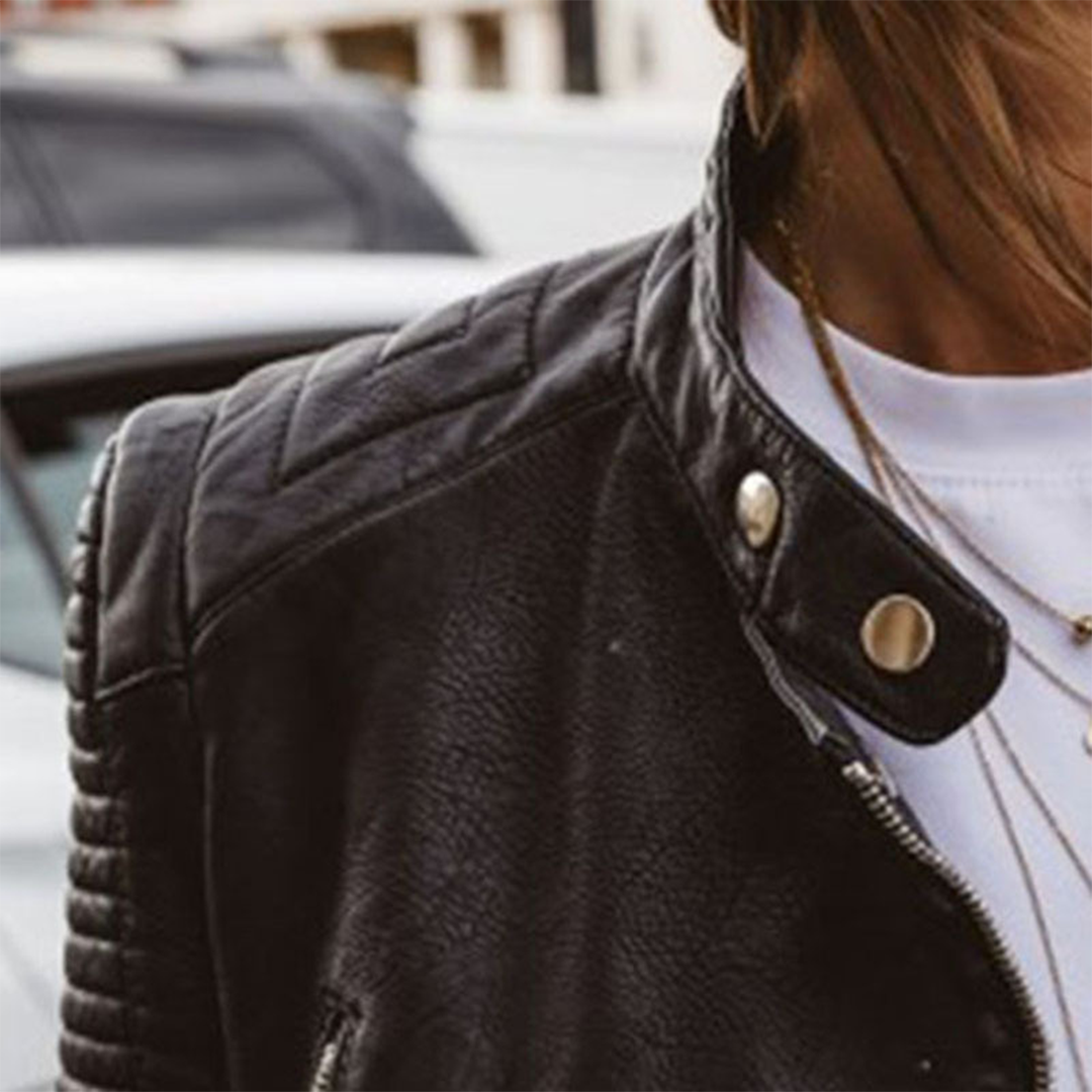 Lily - vegan leather jacket with a timeless structure and zip — view 4