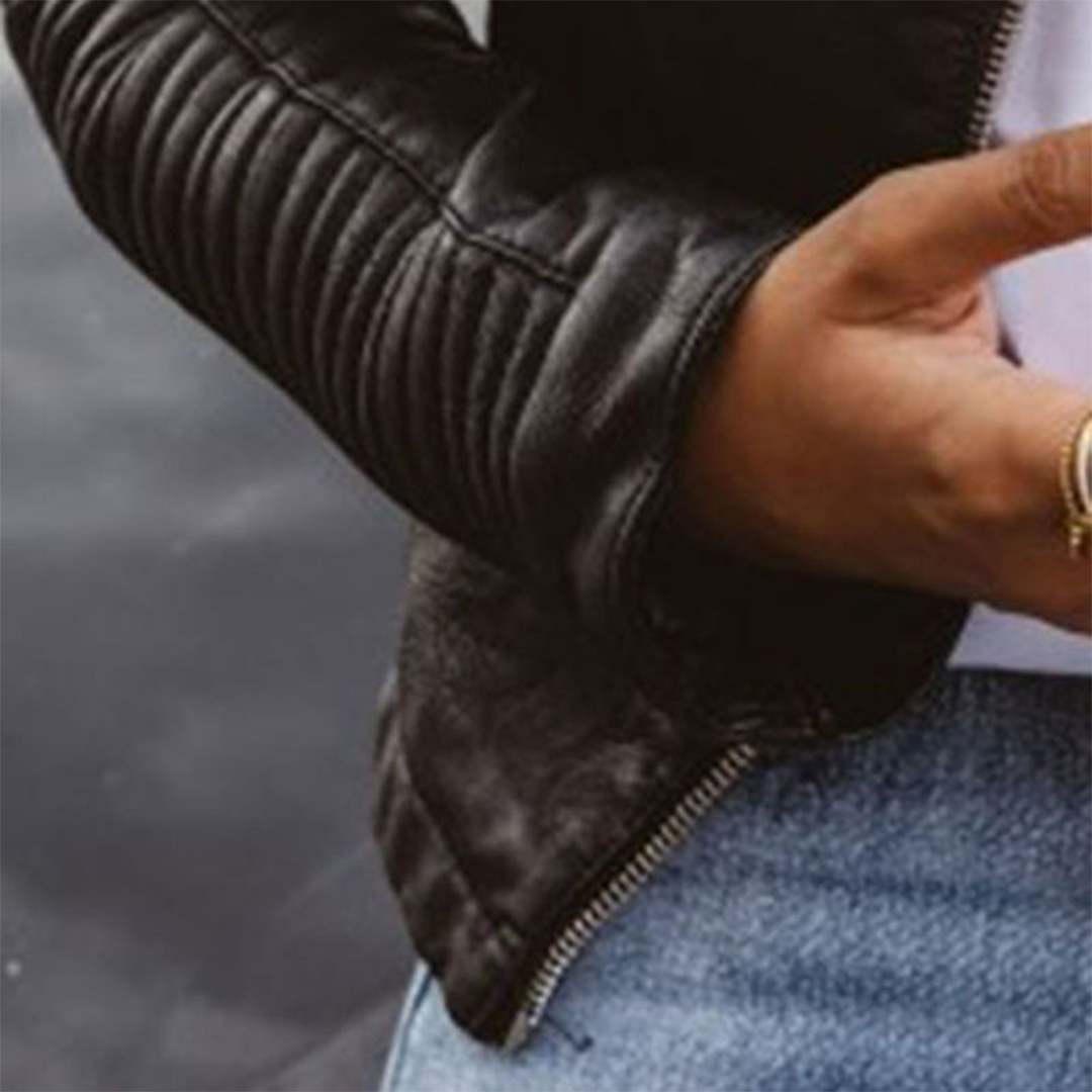 Lily - vegan leather jacket with a timeless structure and zip — view 5