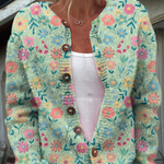 Lily - women's retro floral cardigan — view 1
