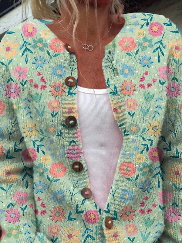 Lily - women's retro floral cardigan — view 2