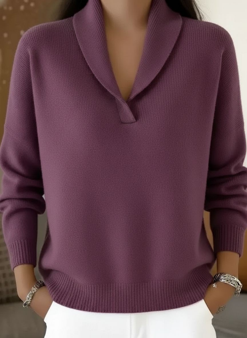 Louise - V-neck sweater with shawl collar — view 5