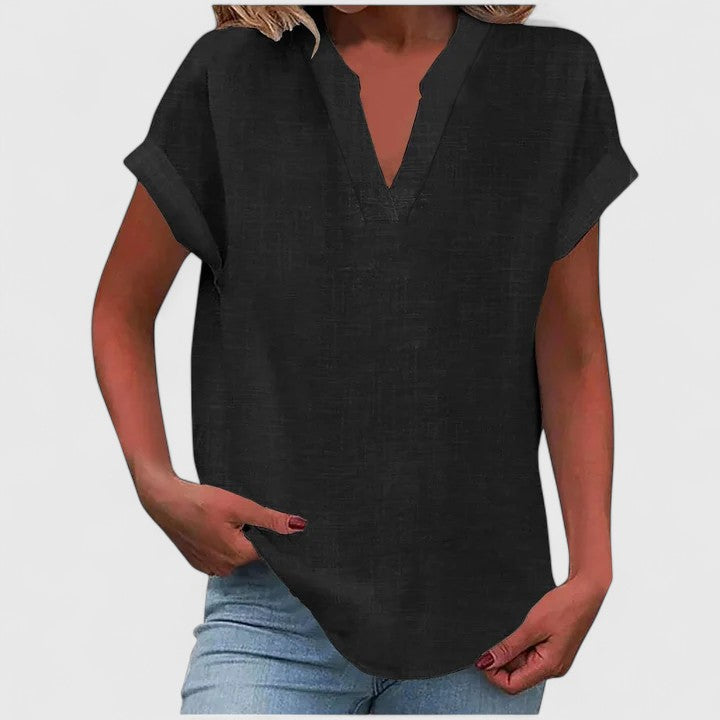 Luna - comfortable v-neck blouse — view 3