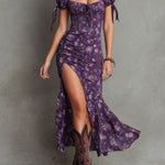 Lydia - Boho Elasticated Floral Puff Sleeve Midi Dress — view 2