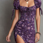 Lydia - Boho Elasticated Floral Puff Sleeve Midi Dress — view 3