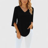 Lydia - sophisticated V-neck blouse — view 4