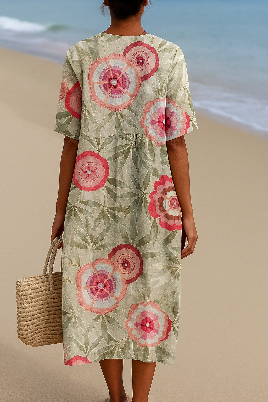 Lydia - floral dress with leaves and mandala — view 2