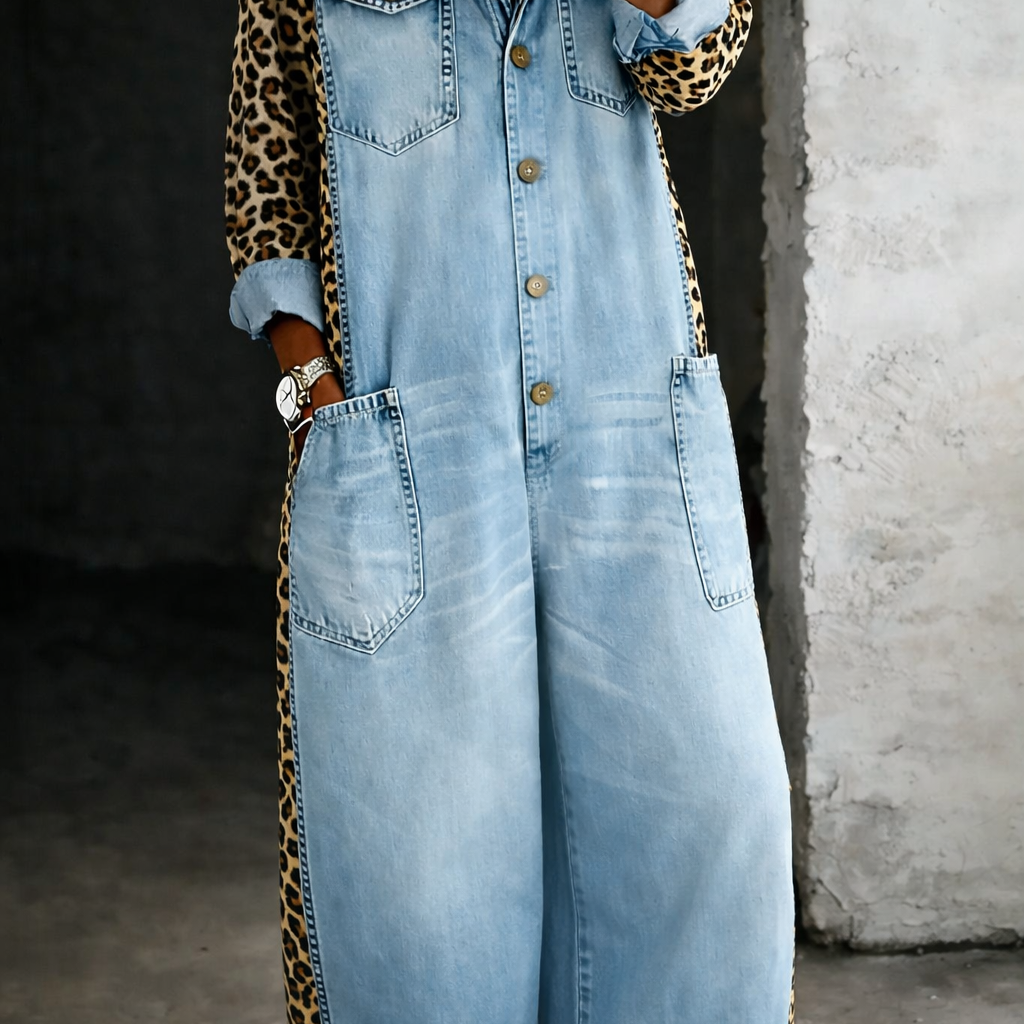 Mackenzie - One Piece Denim Shirt Overalls — view 2