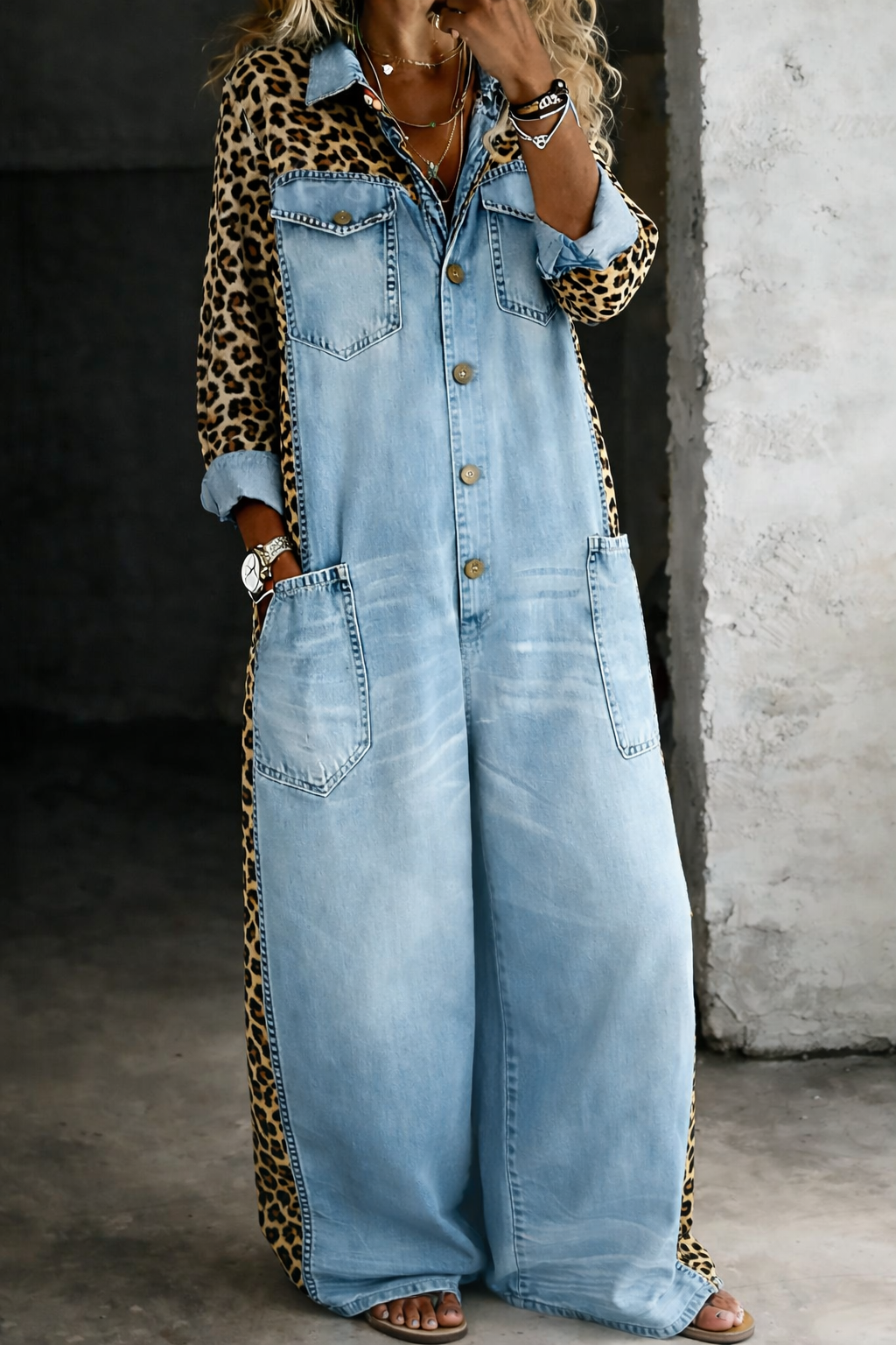 Mackenzie - One Piece Denim Shirt Overalls — view 2