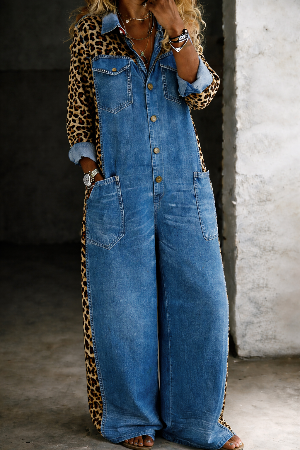 Mackenzie - One Piece Denim Shirt Overalls — view 5