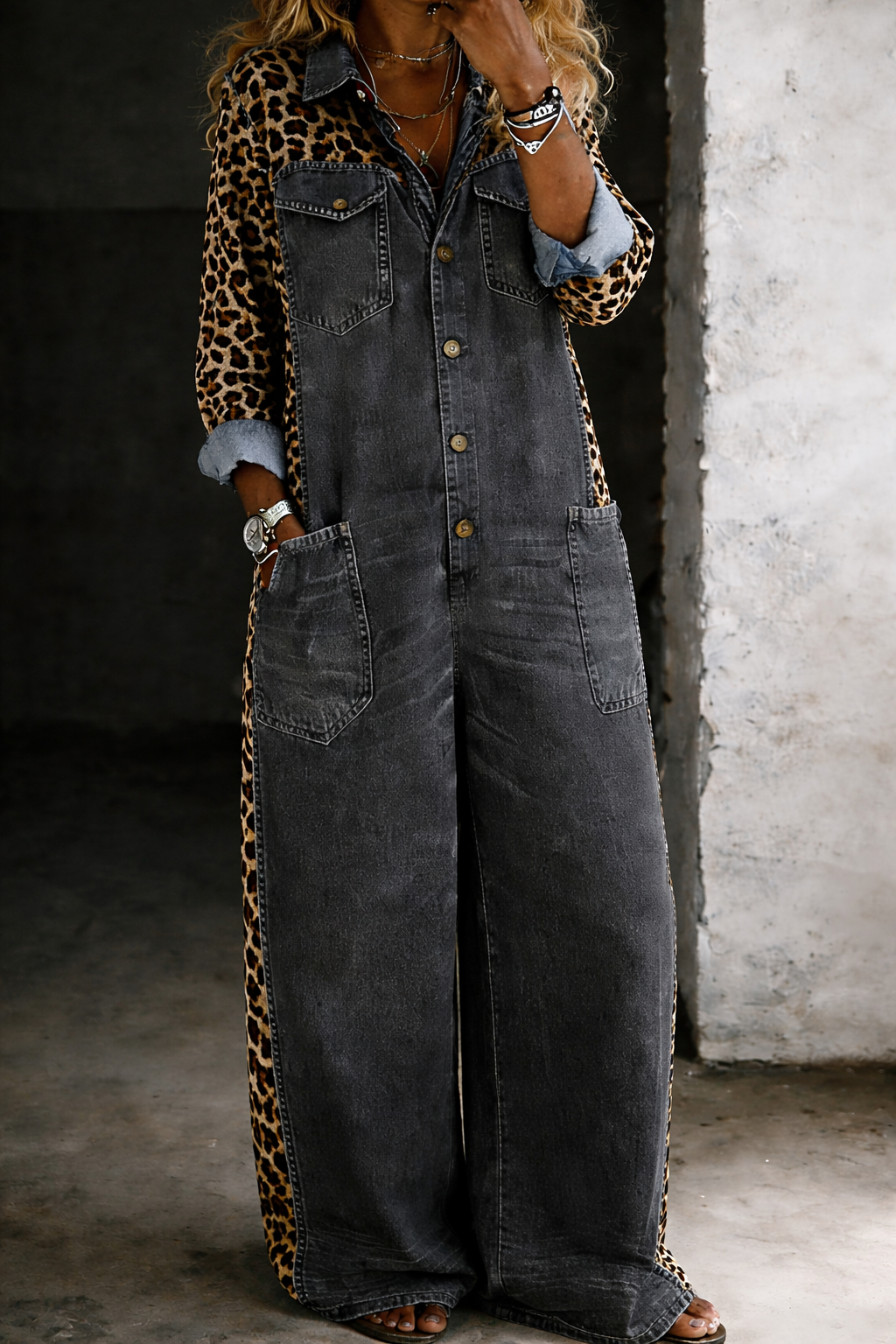 Mackenzie - One Piece Denim Shirt Overalls — view 6