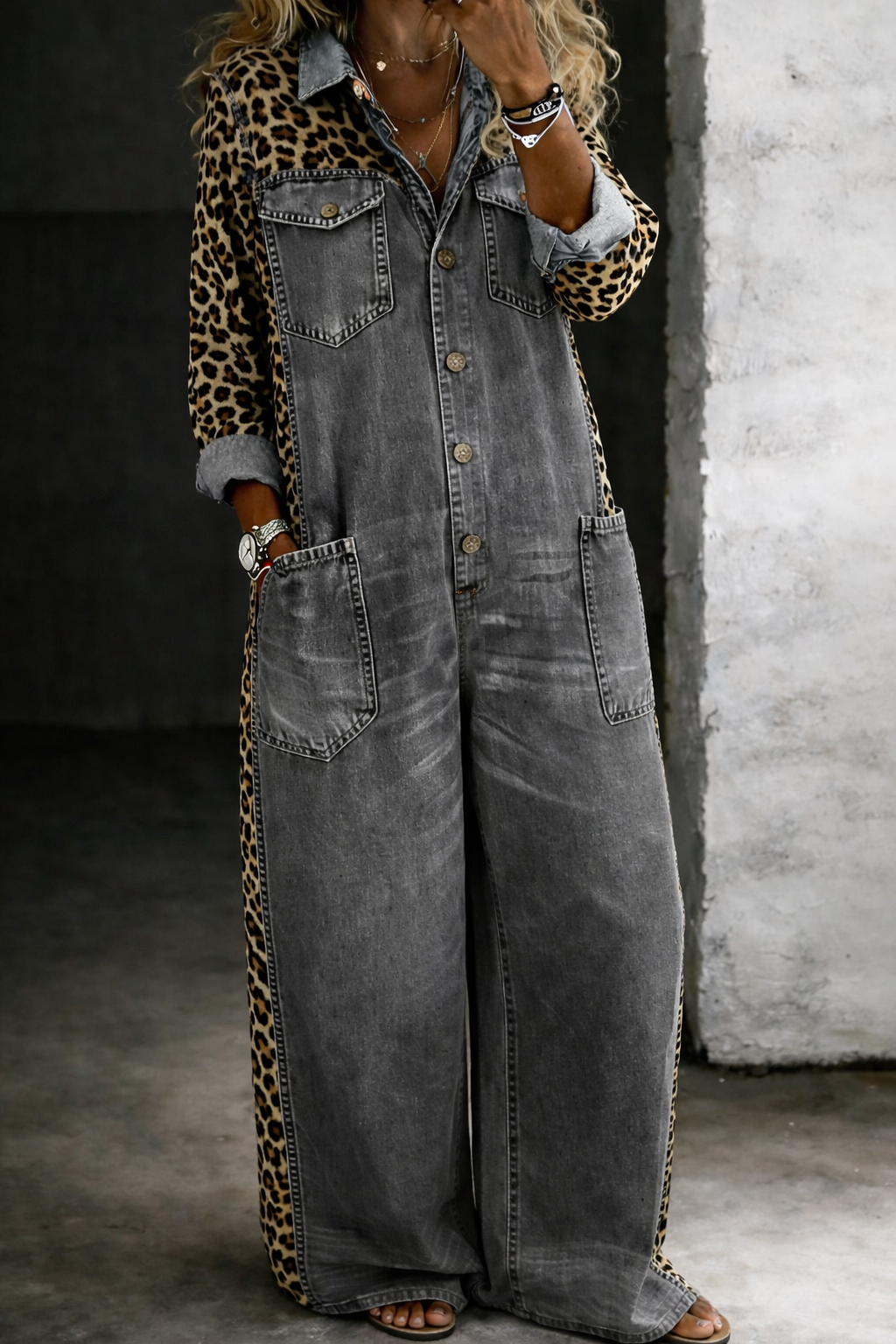 Mackenzie - One Piece Denim Shirt Overalls — view 7