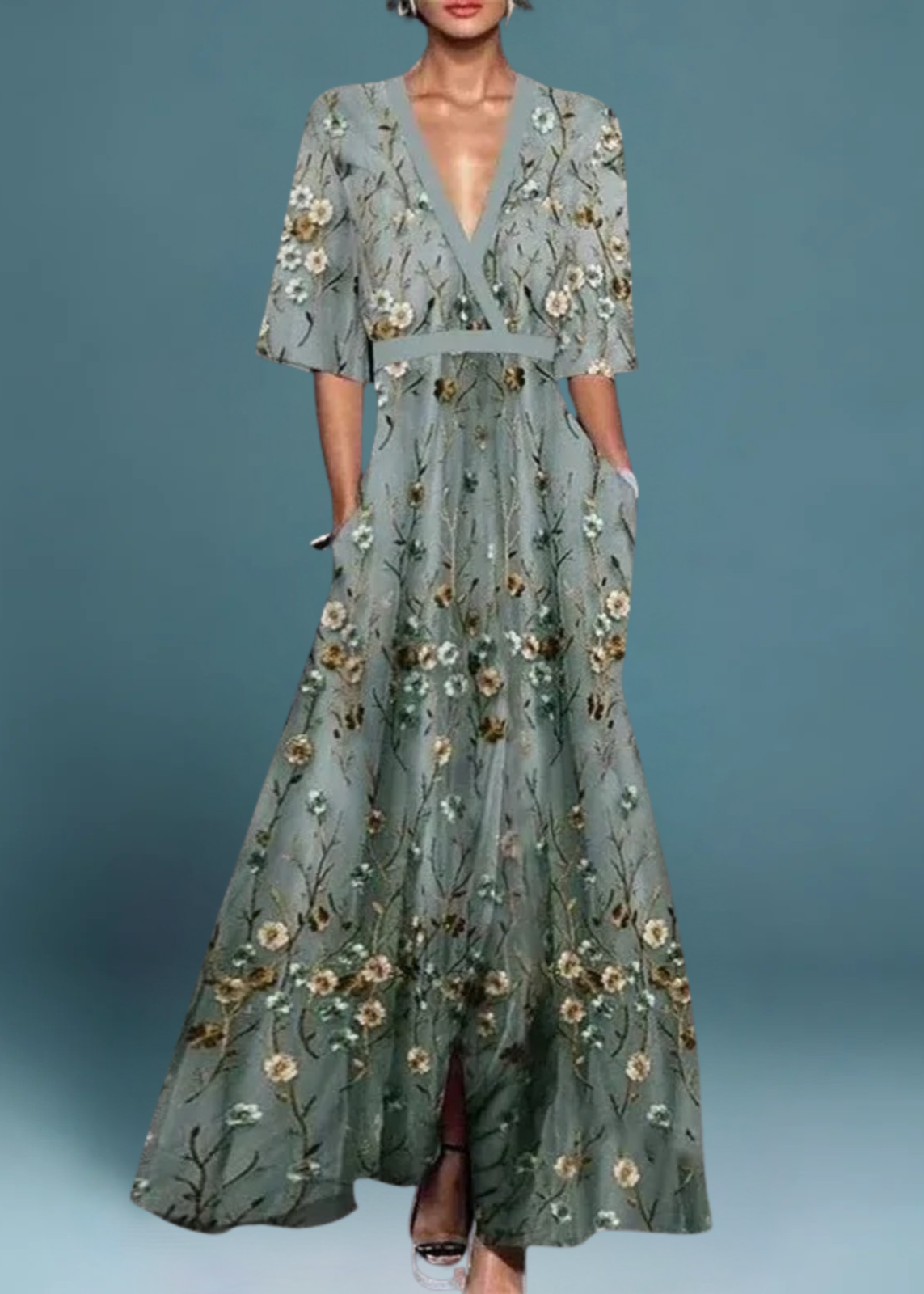 Madelyn - elegant floral maxi dress — view 2