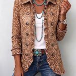 Madison - Retro bohemian floral ruffled coat — view 1