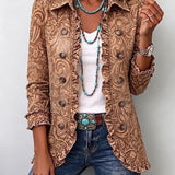 Madison - Retro bohemian floral ruffled coat — view 1