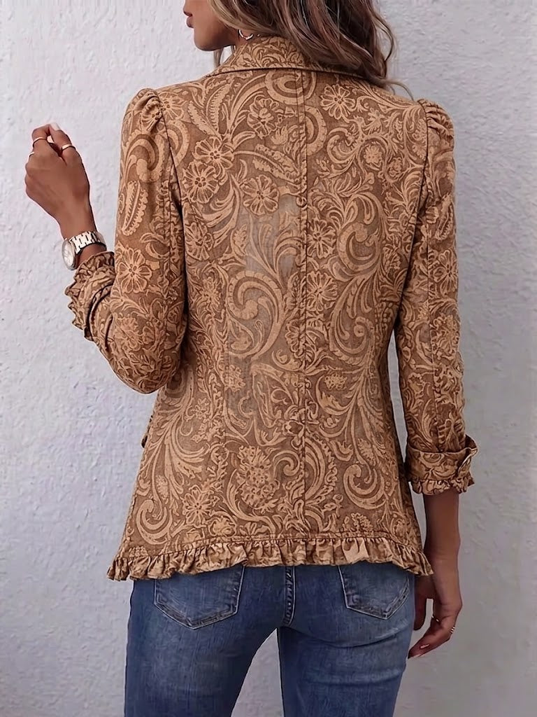 Madison - Retro bohemian floral ruffled coat — view 2