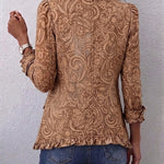 Madison - Retro bohemian floral ruffled coat — view 2