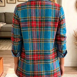 Madison Tartan Patchwork Denim Blazer — view 2