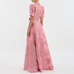 Margaret - long floral jacquard dress with belt — view 4