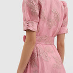 Margaret - long floral jacquard dress with belt — view 6