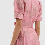 Margaret - long floral jacquard dress with belt — view 6