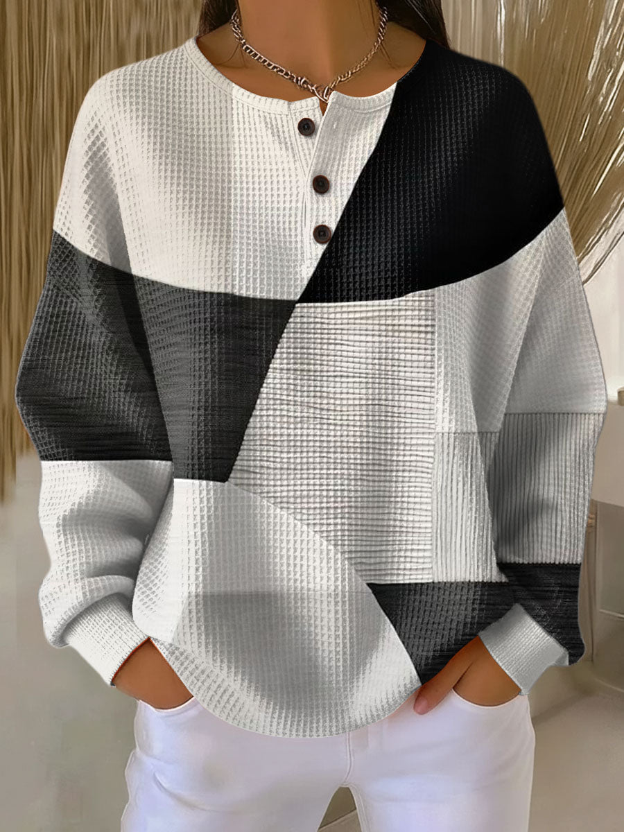 Margaret – Colourblock Textured Knit Sweater — view 1