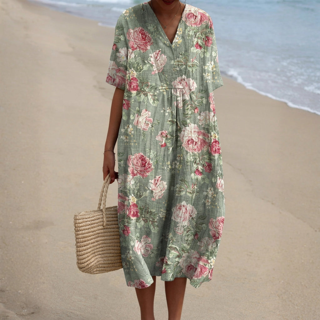 Maria - retro floral midi dress — view 1