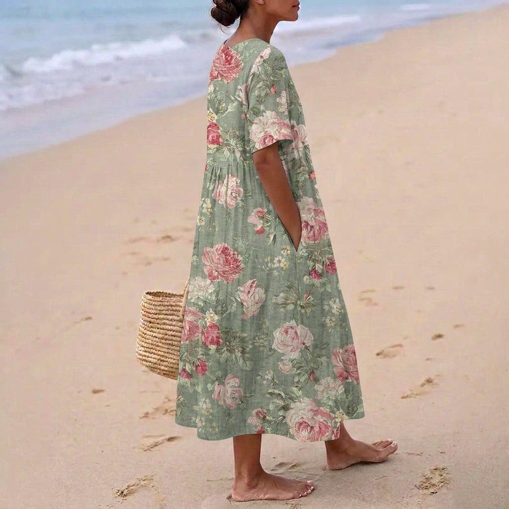 Maria - retro floral midi dress — view 2