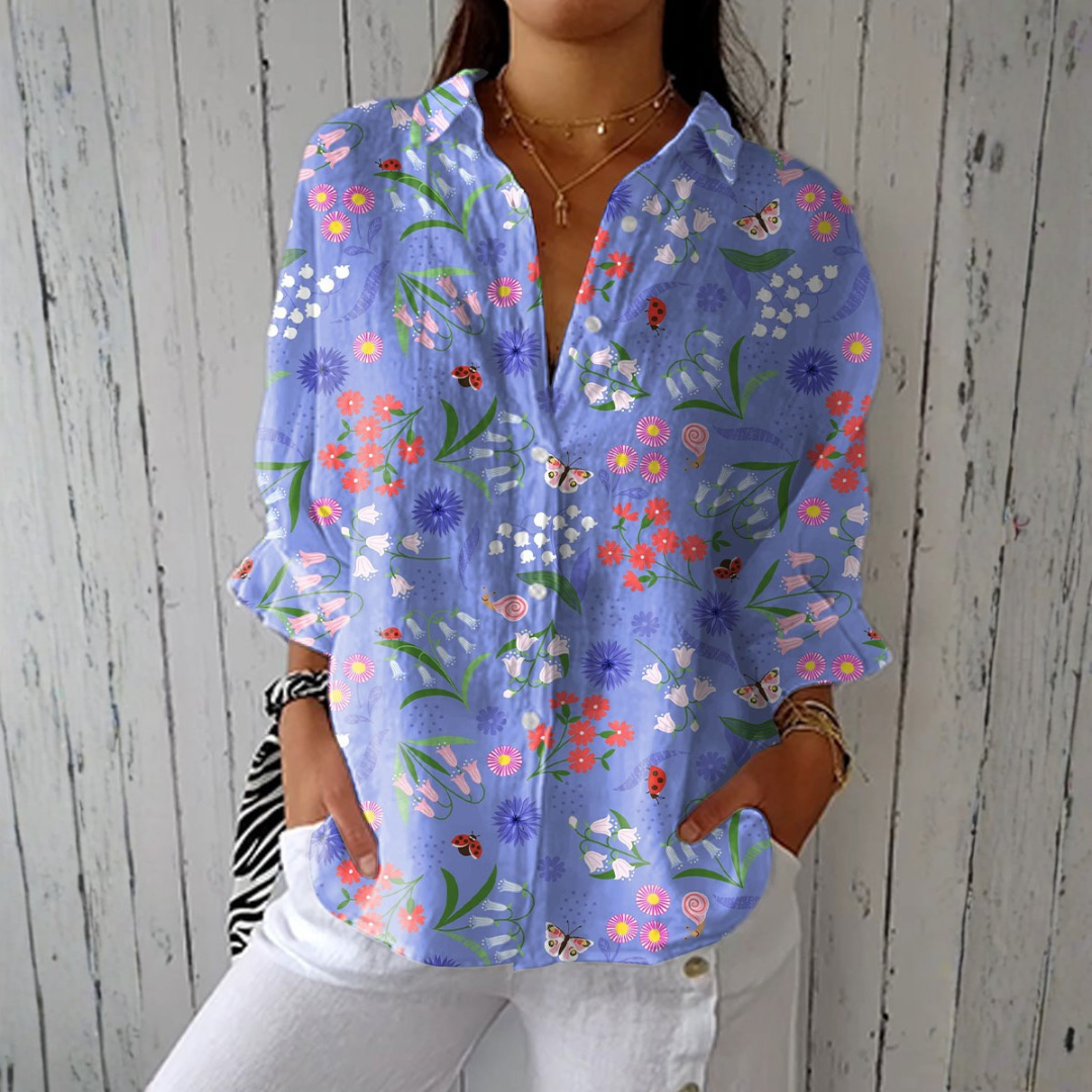 Marissa - lightweight shirt with flower garden print — view 1