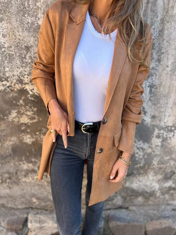 Marley - long suede look coat — view 2