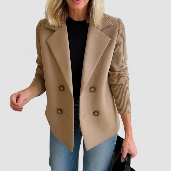 Marta - elegant jacket with knitted sleeves — view 1