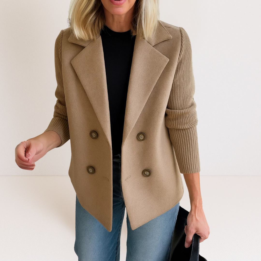 Marta - elegant jacket with knitted sleeves — view 3