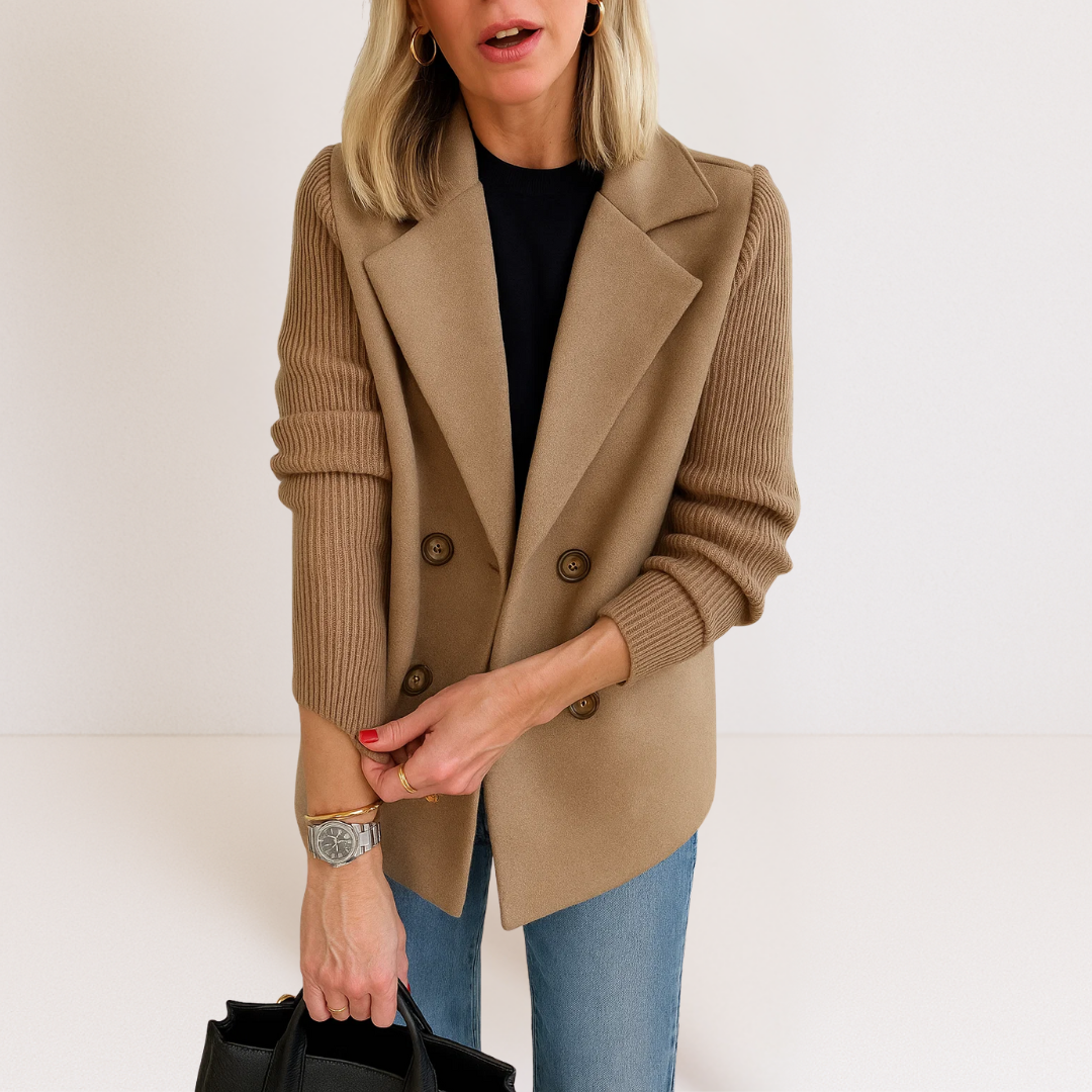 Marta - elegant jacket with knitted sleeves — view 4