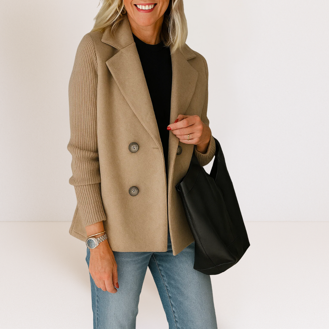 Marta - elegant jacket with knitted sleeves — view 7