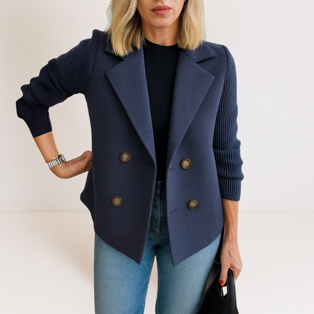 Marta - elegant jacket with knitted sleeves — view 10