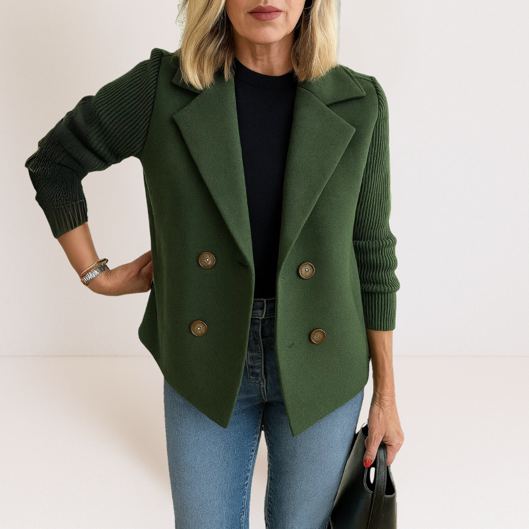 Marta - elegant jacket with knitted sleeves — view 11