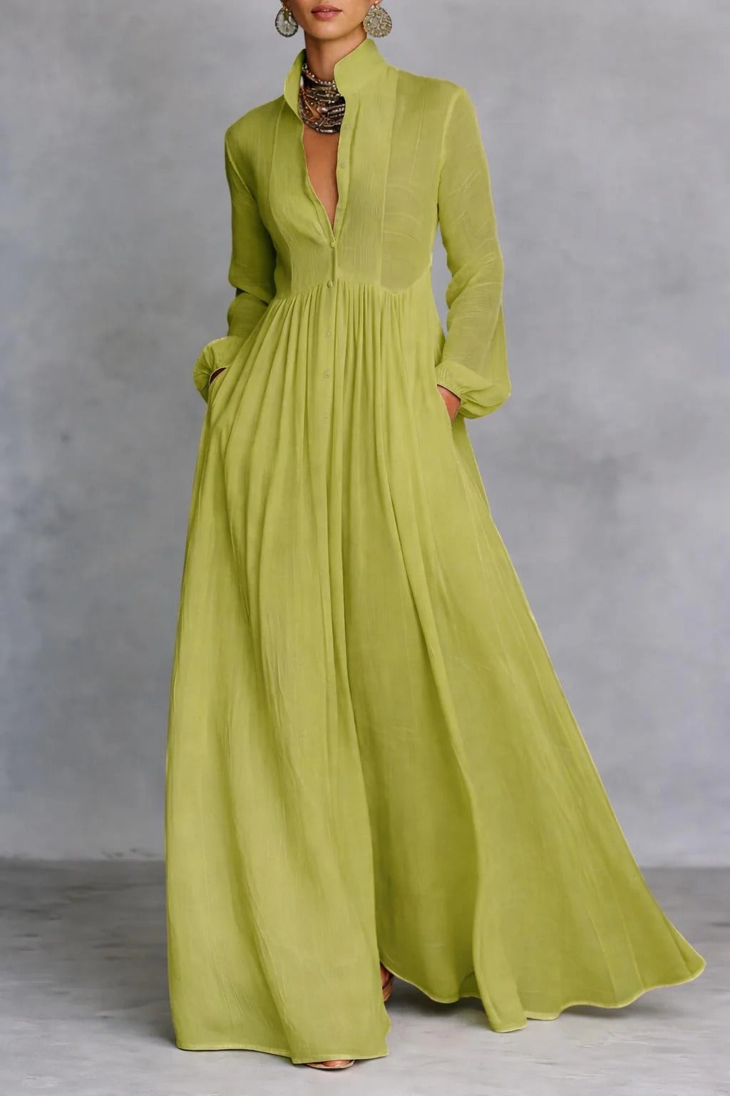Maya - maxi dress with an easy fit and button front — view 1