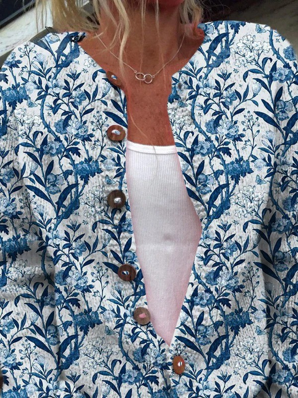 Maya - Retro Floral Button Front Cardigan — view 2