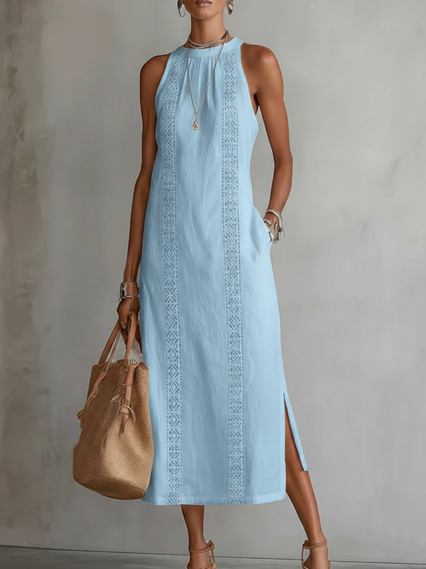 Maya - sleeveless midi dress with lace details — view 1