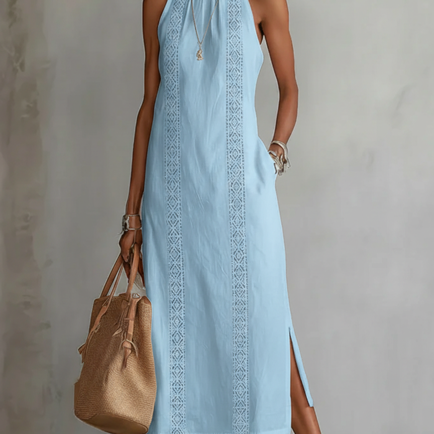 Maya - sleeveless midi dress with lace details — view 1