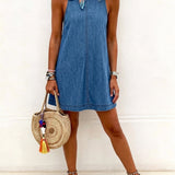 Melissa - sleeveless backless denim mini dress — view 2