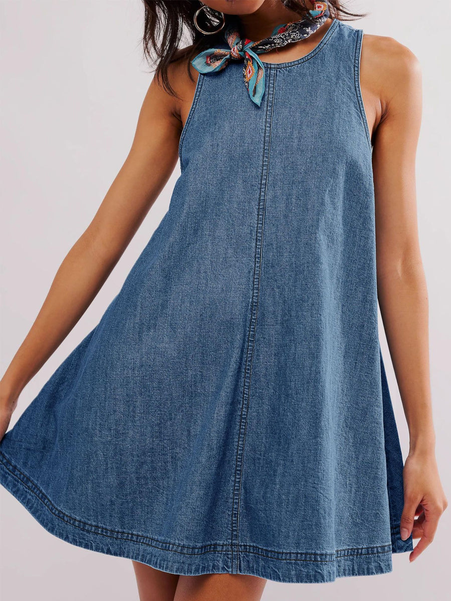 Melissa - sleeveless backless denim mini dress — view 3
