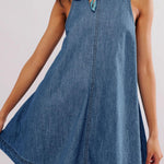 Melissa - sleeveless backless denim mini dress — view 3