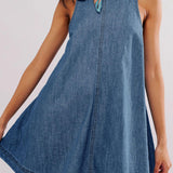 Melissa - sleeveless backless denim mini dress — view 3