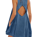 Melissa - sleeveless backless denim mini dress — view 4