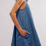 Melissa - sleeveless backless denim mini dress — view 5