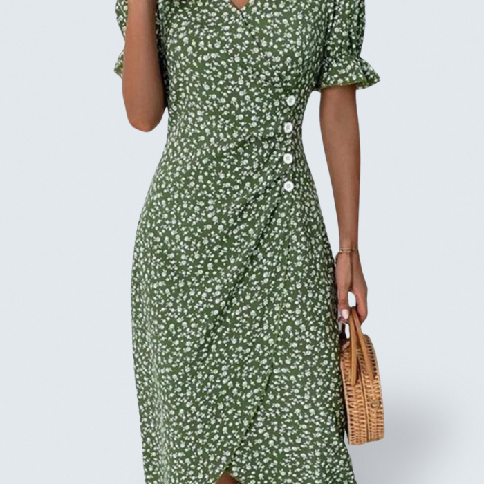 Meredith - Floral V Neck Dress — view 1