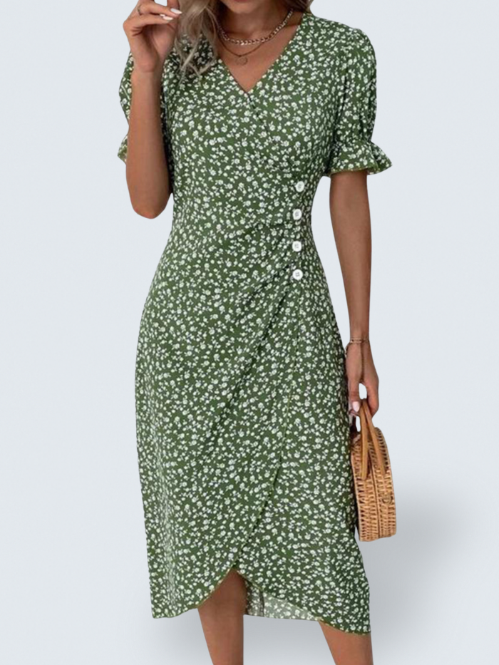 Meredith - Floral V Neck Dress — view 1
